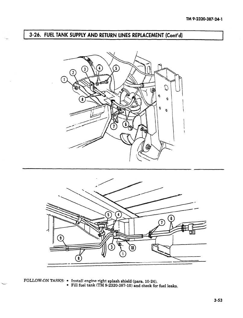 FUEL TANK SUPPLY AND RETURN LINES REPLACEMENT (Contd)